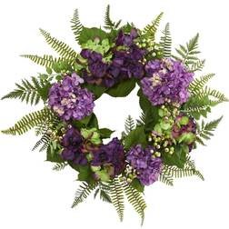 Nearly Natural 24â Purple Hydrangea with Wreath